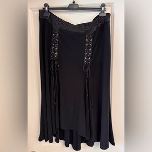 Chic Black Lace-Up Maxi Skirt